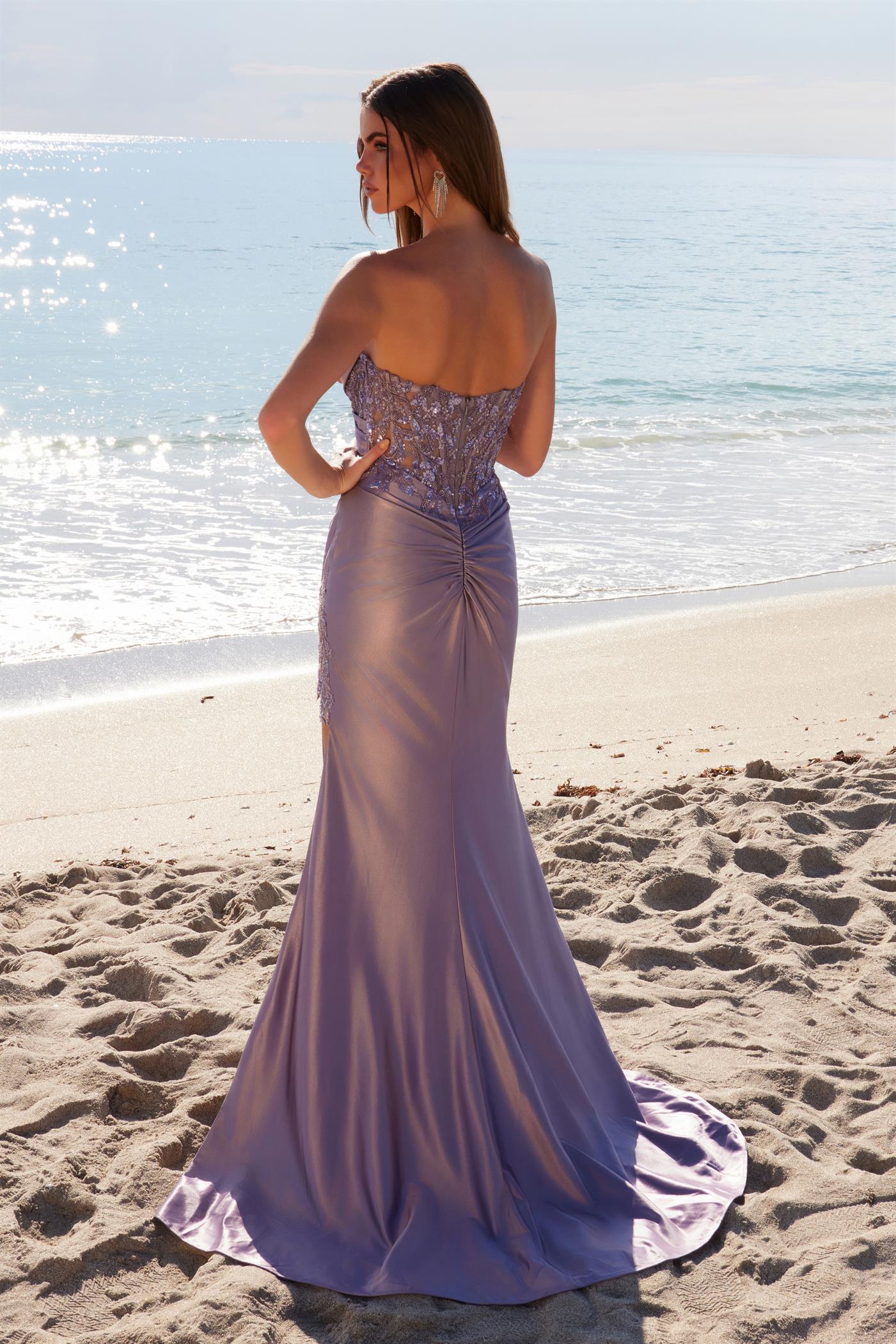 Nox Anabel E1527 Long Formal Fitted High Slit Prom Dress