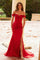 Prom Dresses Long Slit Formal Pleated Prom Dress Red