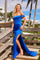 Prom Dresses Long Slit Formal Pleated Prom Dress Royal Blue