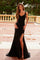 Prom Dresses Long Formal Sequin Applique Detail Slit Prom Dress Black
