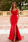 Prom Dresses Long Formal Sequin Applique Detail Slit Prom Dress Red