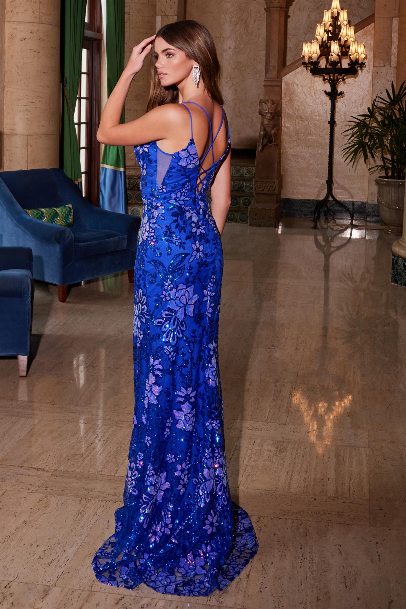 Nox Anabel A1587 Floral Prom Sequin Long Formal Dress