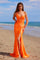 Prom Dresses Long Fitted High Slit Formal Prom Dress Orange