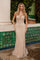Prom Dresses Fitted Long Formal Beaded Evening Prom Dress Champagne