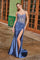 Prom Dresses Long Evening Gown High Slit Formal Prom Dress Smoky Blue