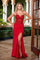 Prom Dresses Fitted Long Glitter Formal Beaded Prom Dress Red