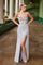 Prom Dresses Sequin Long Prom Beaded Slit Formal Dress Silver