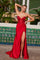 Prom Dresses Long Formal Fitted Sequin Applique Prom Dress Red