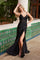 Prom Dresses Long Prom V Neck Sequin Slit Formal Dress Black