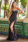 Prom Dresses Long Prom High Slit Floral Formal Dress  Black