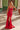 Prom Dresses Long Prom High Slit Floral Formal Dress  Red