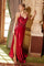 Prom Dresses Long Formal Fitted Slit Prom Dress Dark Red