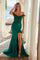 Prom Dresses Long Prom Evening Gown High Slit Formal Dress  Emerald