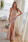 Prom Dresses Long Formal Beaded Slit Prom Dress  Dusty Rose