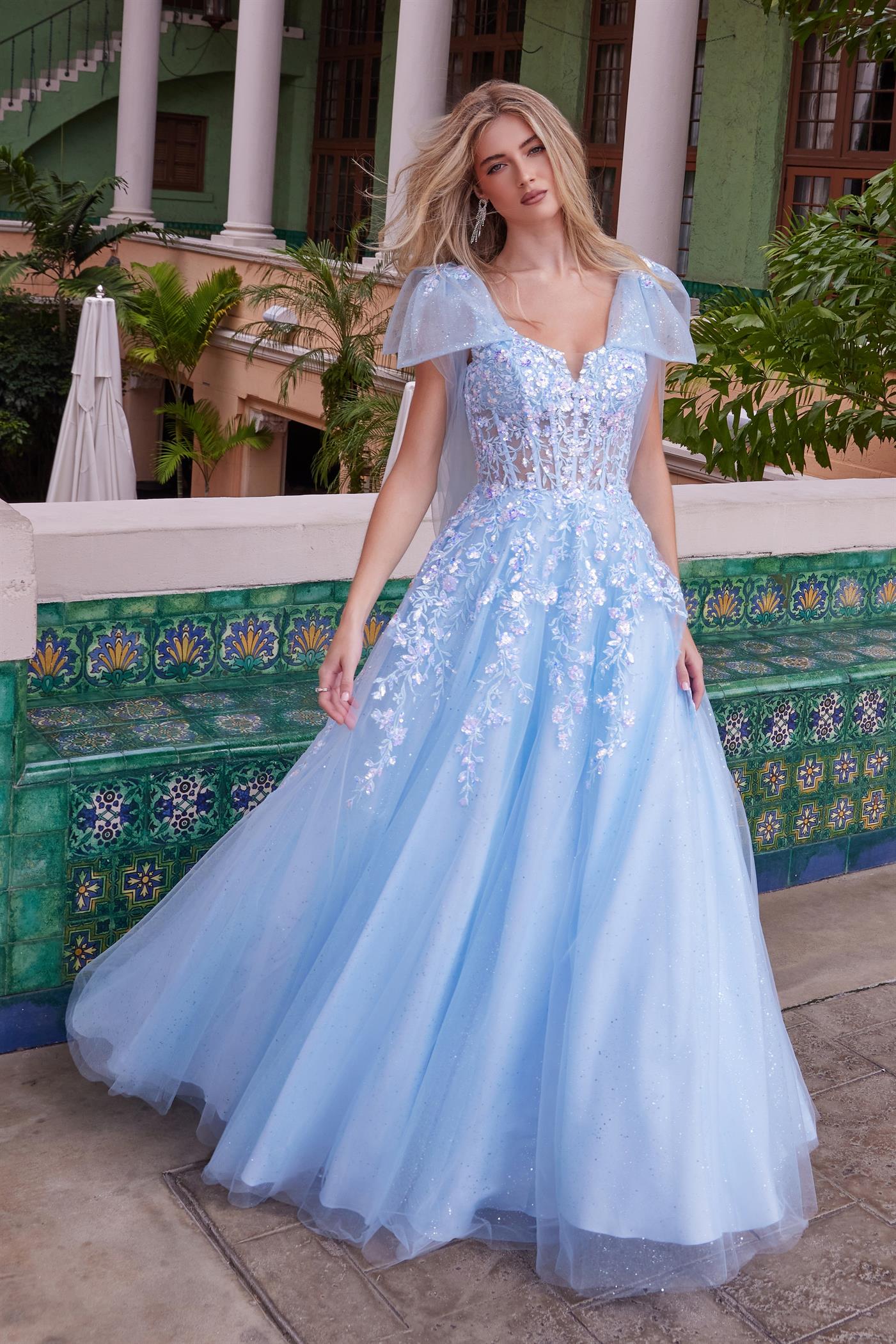 Nox Anabel H1680 Long Formal A Line Applique Prom Dress