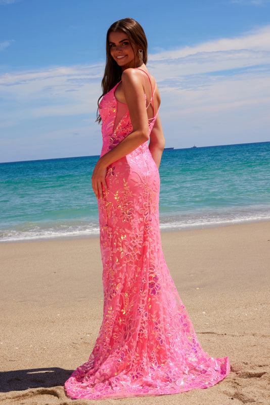 beach formal dress Nox Anabel E1532 Long Mermaid Prom Dress Fuchsia / 14