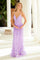 Prom Dresses Fitted Long Sequin Applique Formal Prom Dress Lilac