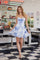 Cocktail Dresses Homecoming Printed Short A Line Layered Cocktail Dress Blue Print