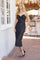 Cocktail Dresses Pleated Corset Tea Length Cocktail Fitted Dress Black