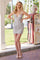 Cocktail Dresses Beaded Short Cocktail Fitted Dress Dusty Blue