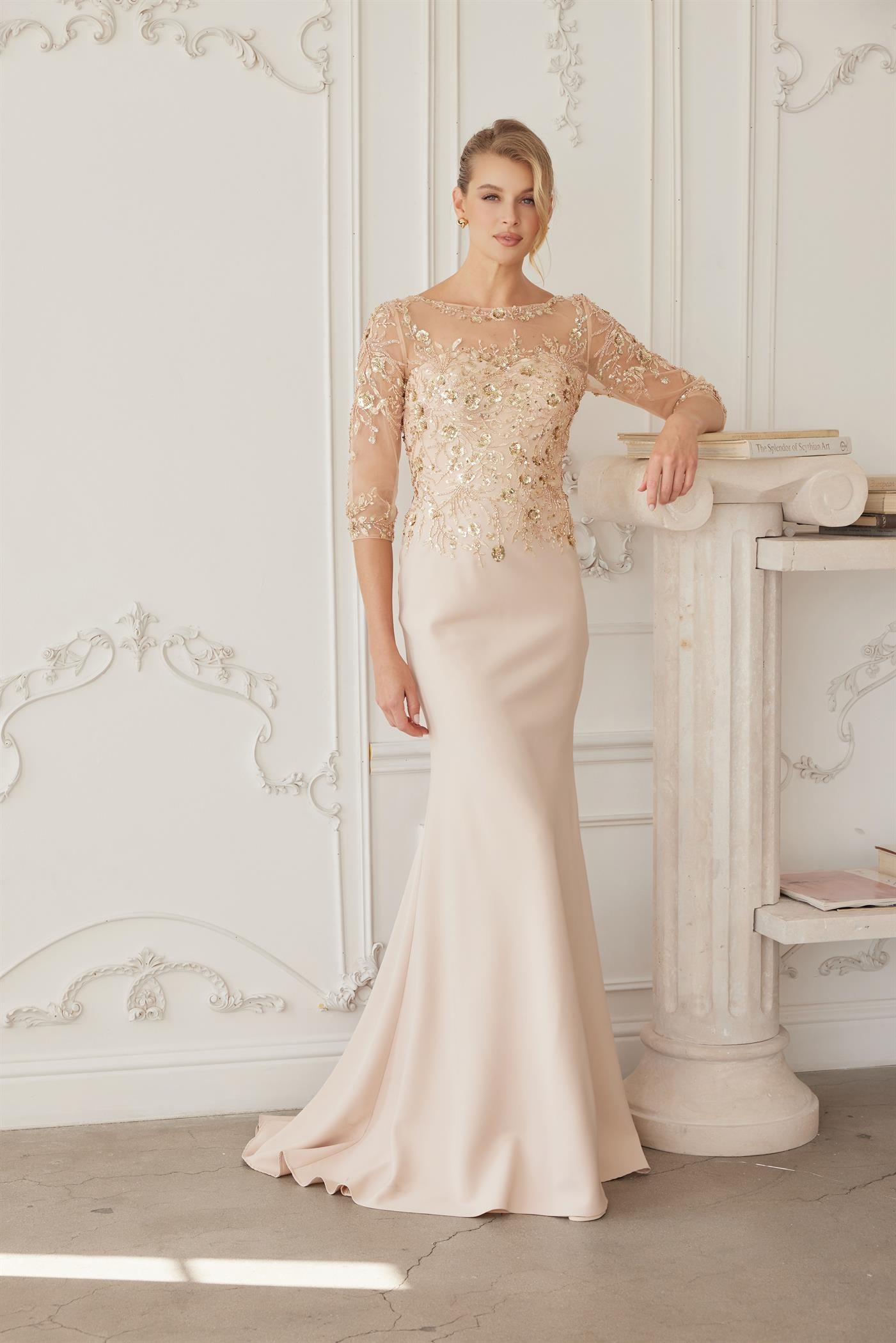 Illusion Floor-Length Lace Formal Sheath/Column Nox Anabel MH159