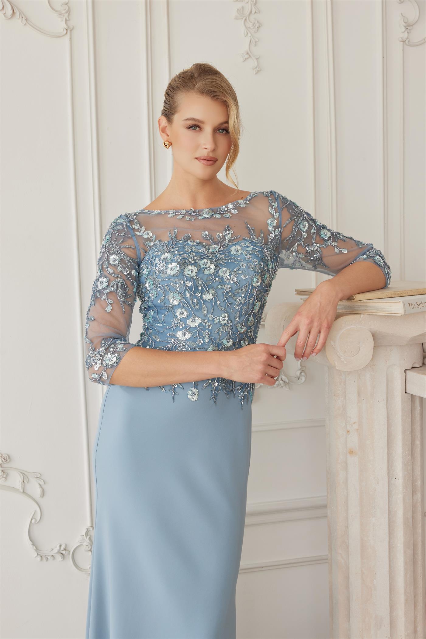 Illusion Floor-Length Lace Formal Sheath/Column Nox Anabel MH159