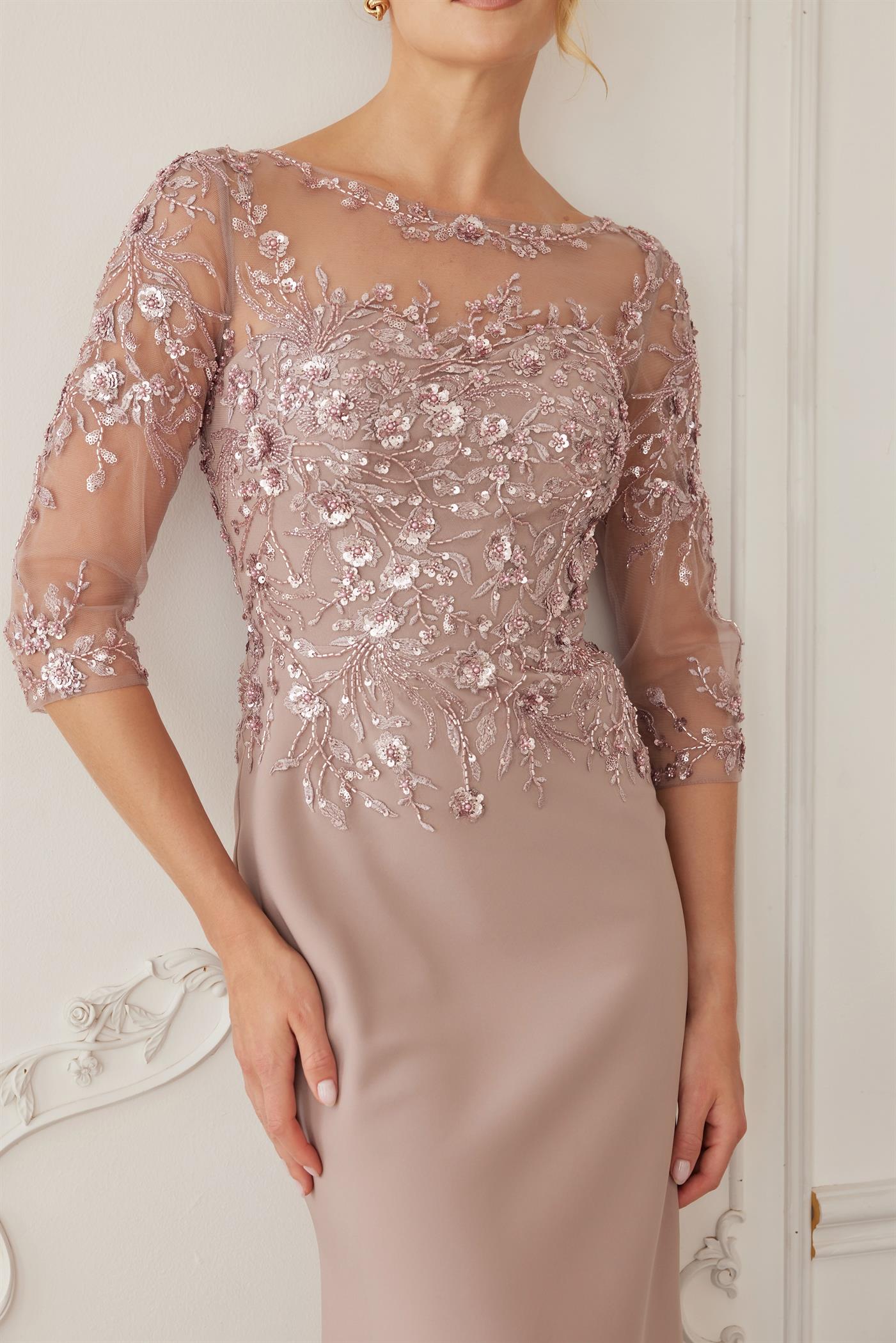 Illusion Floor-Length Lace Formal Sheath/Column Nox Anabel MH159