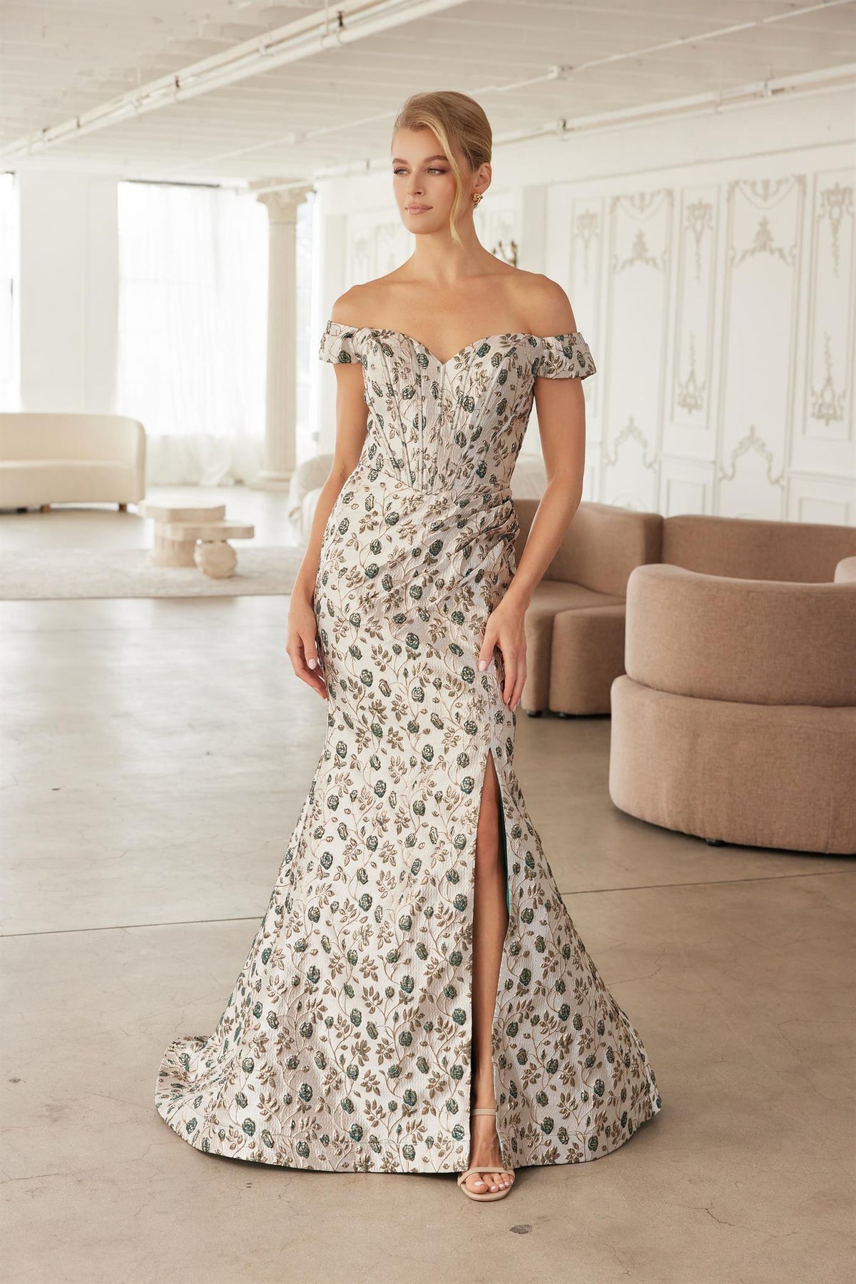 Plus Size Dresses Long Formal Corset Prom Evening Dress Gold/Green