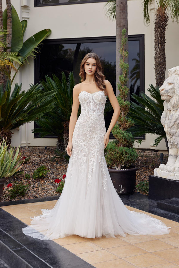 Long Floral Mermaid Beaded Wedding Dress Nox Anabel JE1061L