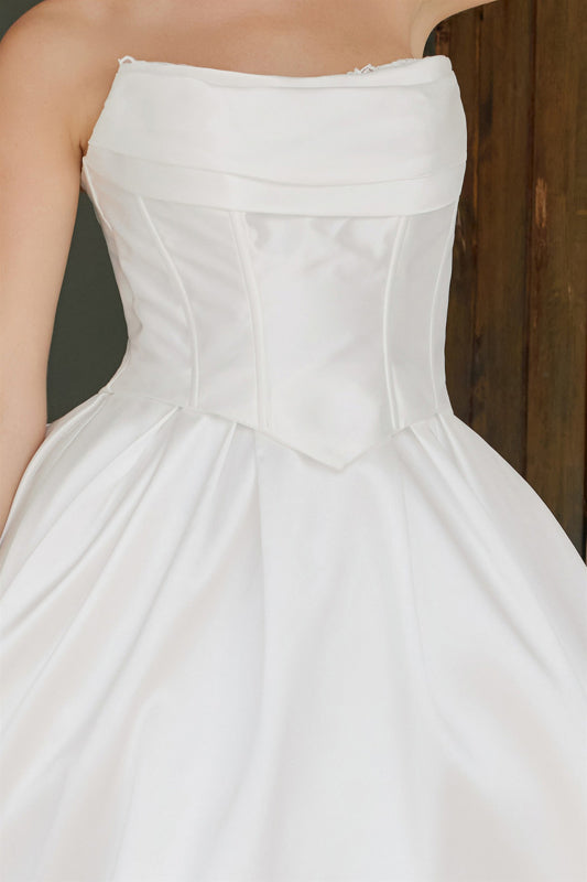 Wedding Dresses Pleated A Line Long Wedding Dress Nox Anabel JE1073 White