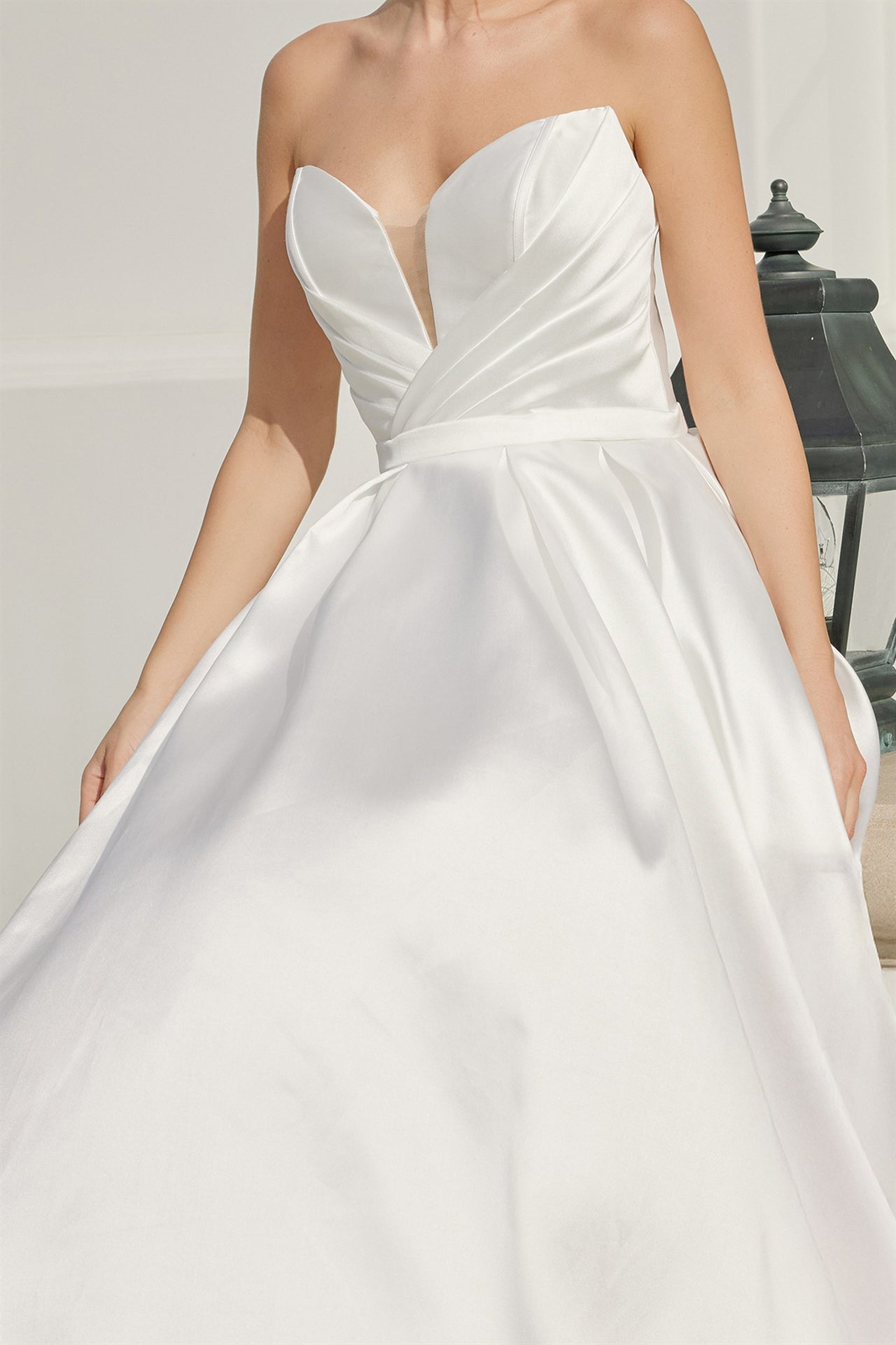 Wedding Dresses A Line Long Pleated Wedding Dress Nox Anabel JE1075 White