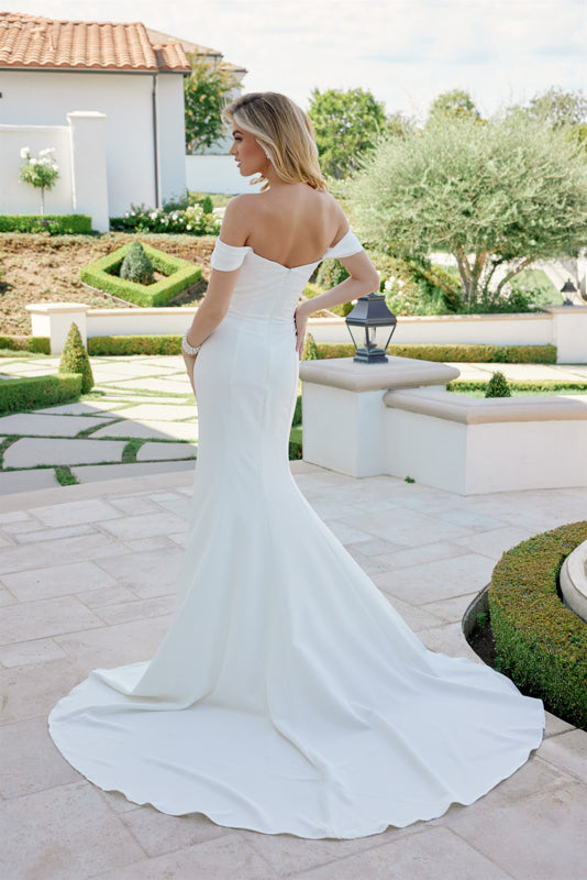 Wedding Dresses Long Mermaid Pleated Wedding Dress Nox Anabel JE1080 White