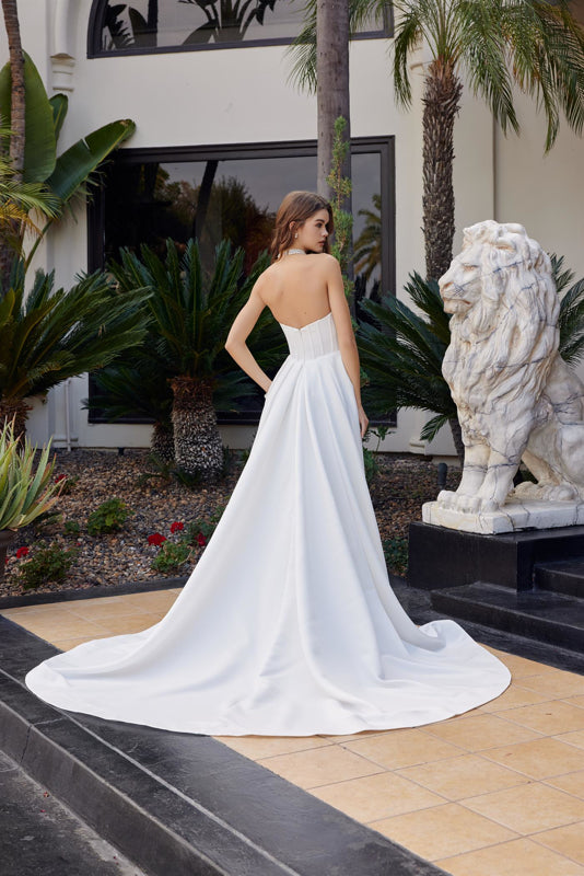 Wedding Dresses Long A Line Pleated Wedding Dress Nox Anabel JW1045 White