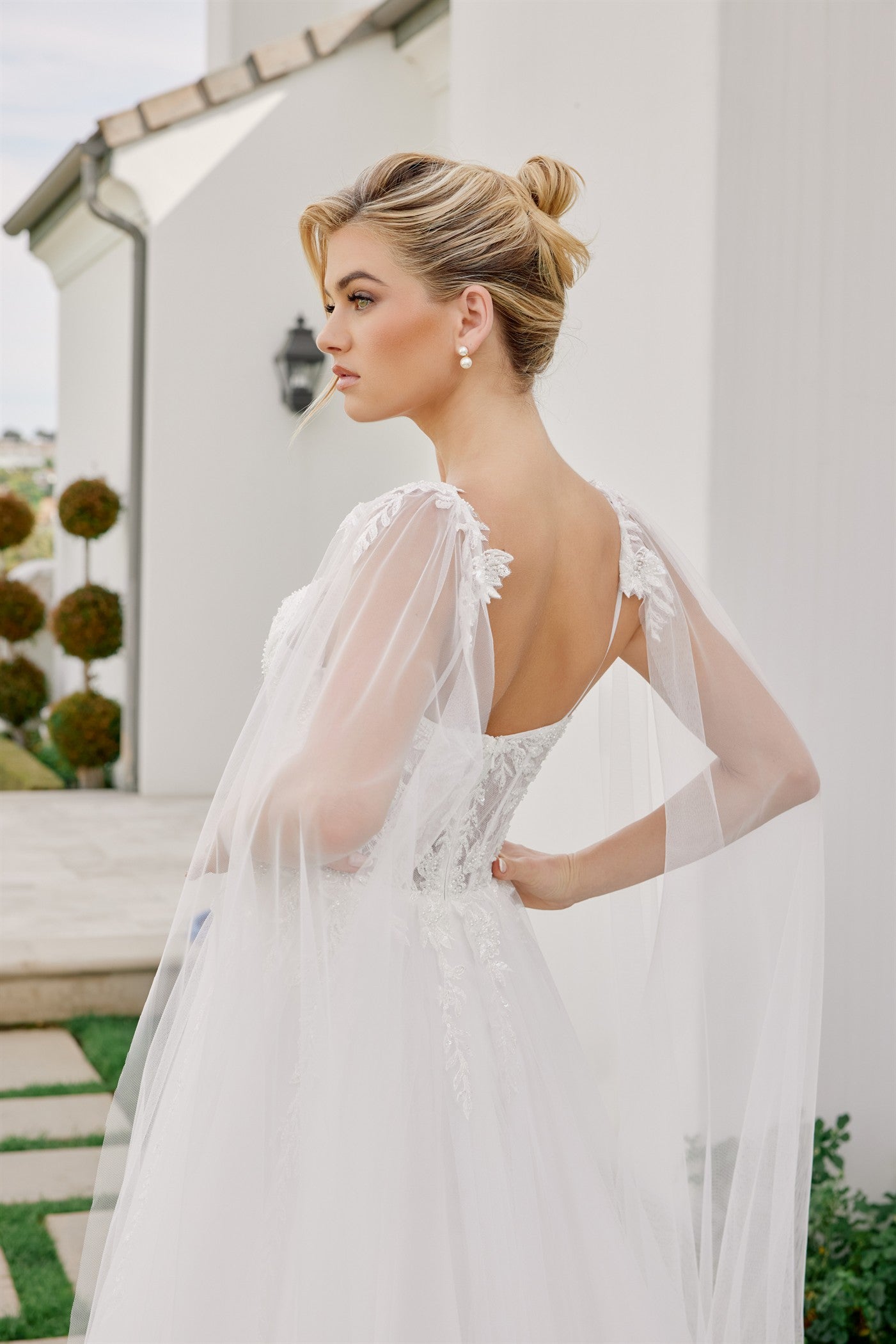 Wedding Dresses Long A Line Lace Applique Sequin Wedding Dress Nox Anabel JW1052 White