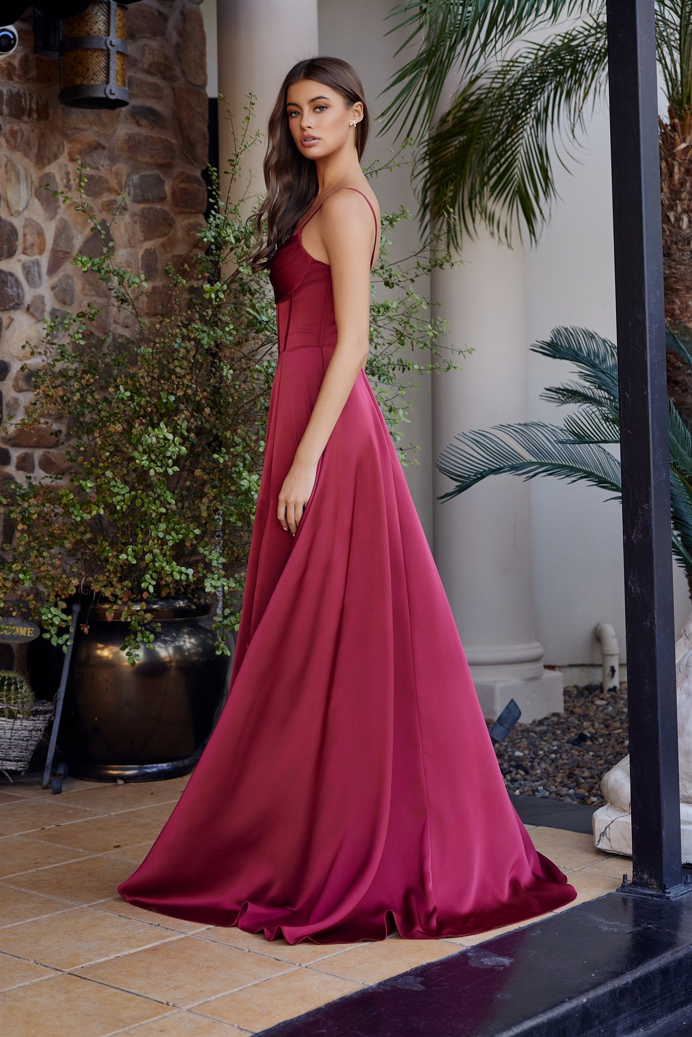 Prom Dresses Long Formal A Line Corset Prom Dress Burgundy