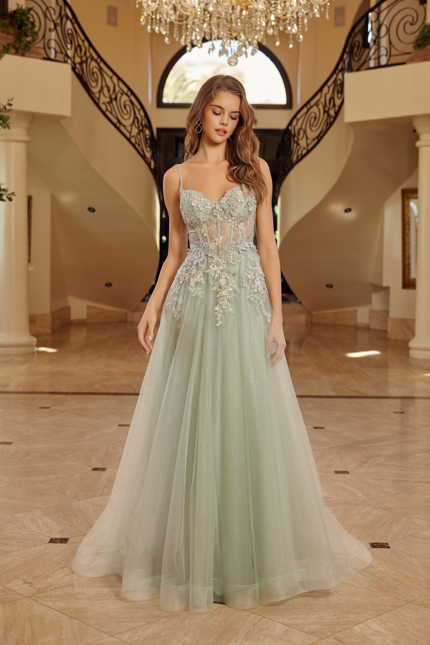Prom Dresses Long Formal A Line Evening Prom Dress Sage Green