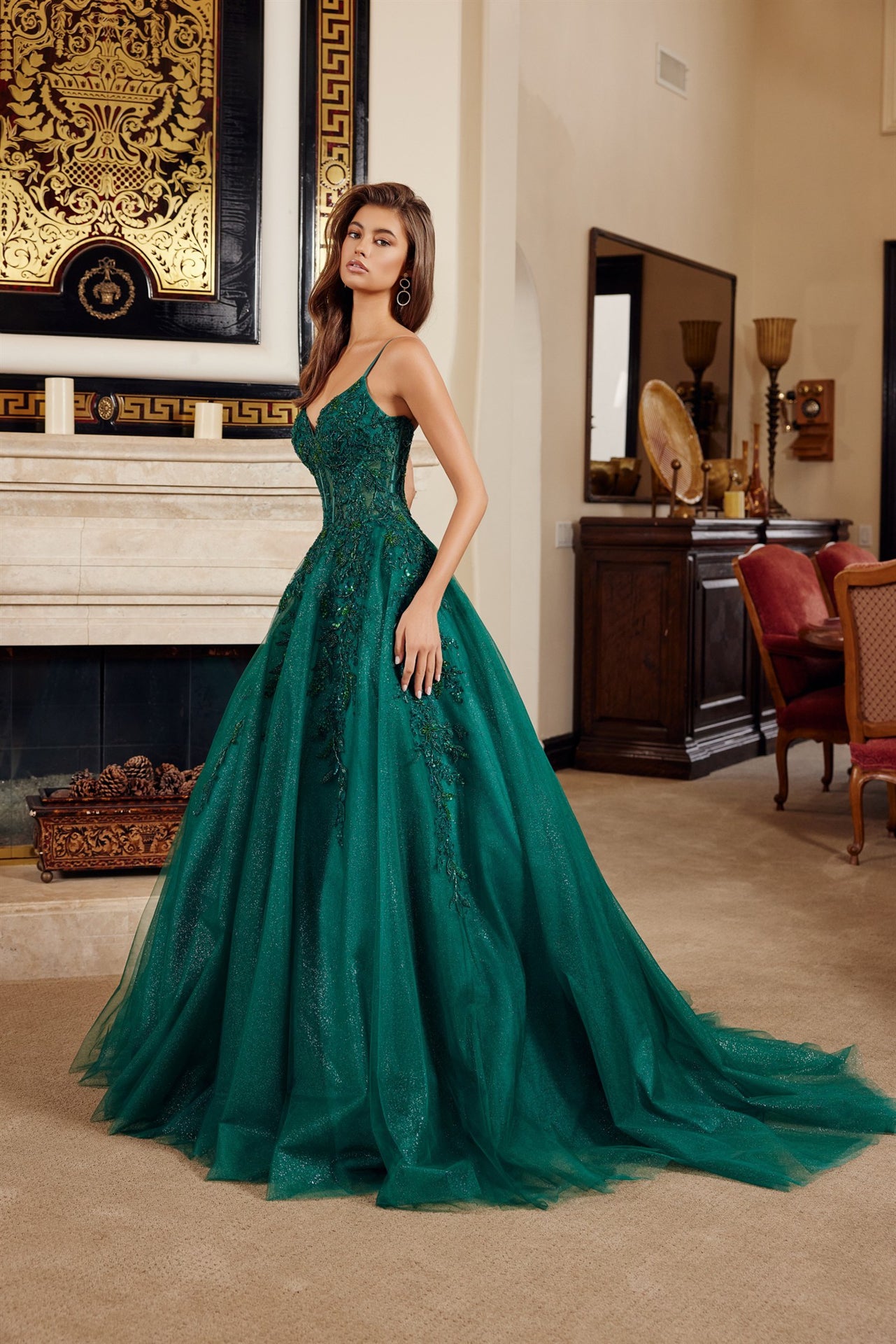 Prom Dresses Long Formal Sequin Corset Evening Prom Dress Emerald