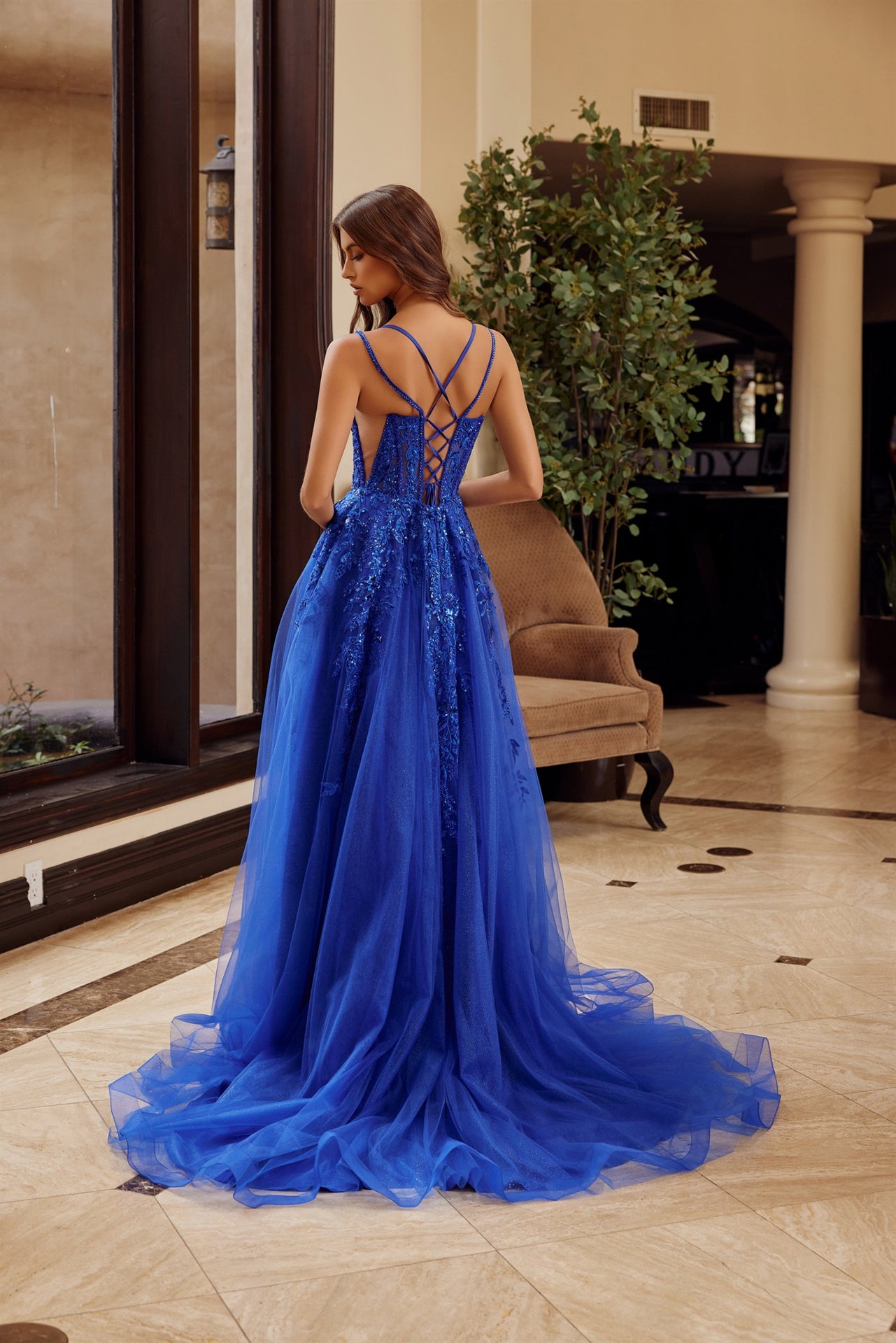 Prom Dresses Long Formal Beaded Evening Prom Dress Royal Blue