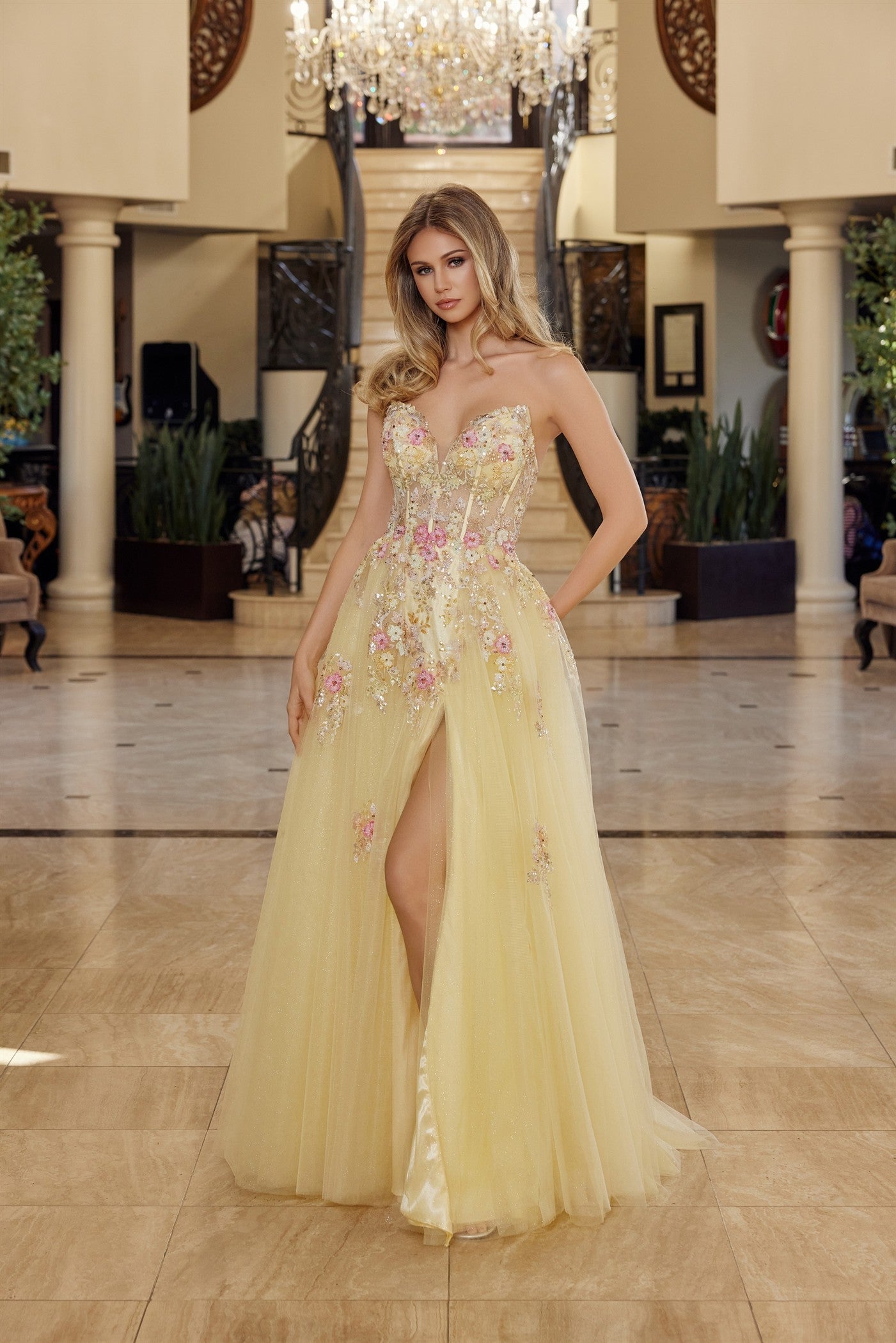 Prom Dresses Long Formal Corset Evening Sequin Prom Dress Yellow