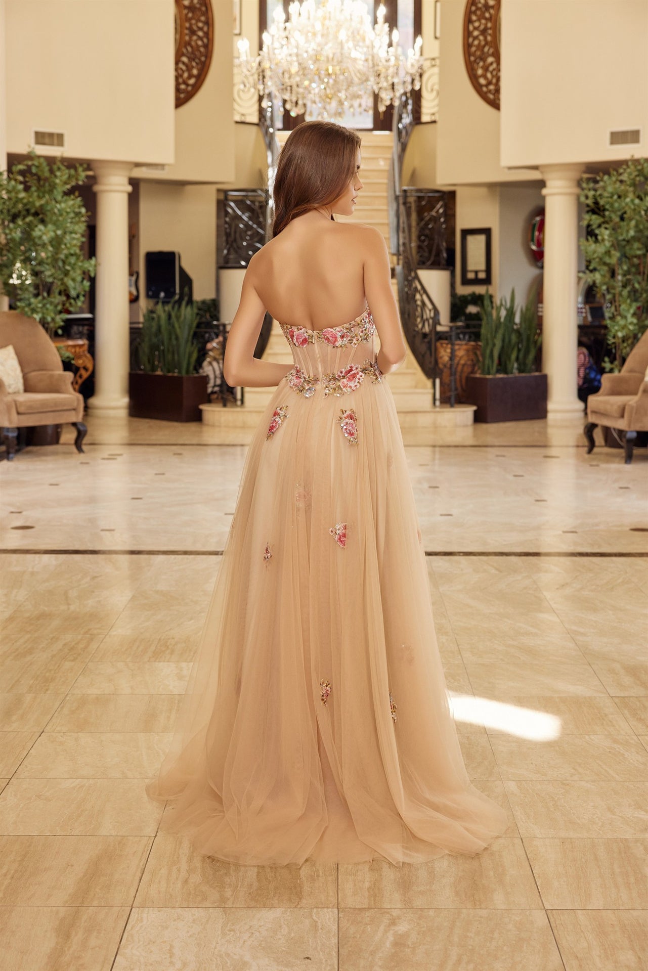 Prom Dresses Long Formal Evening Sequin Corset Prom Dress Champagne