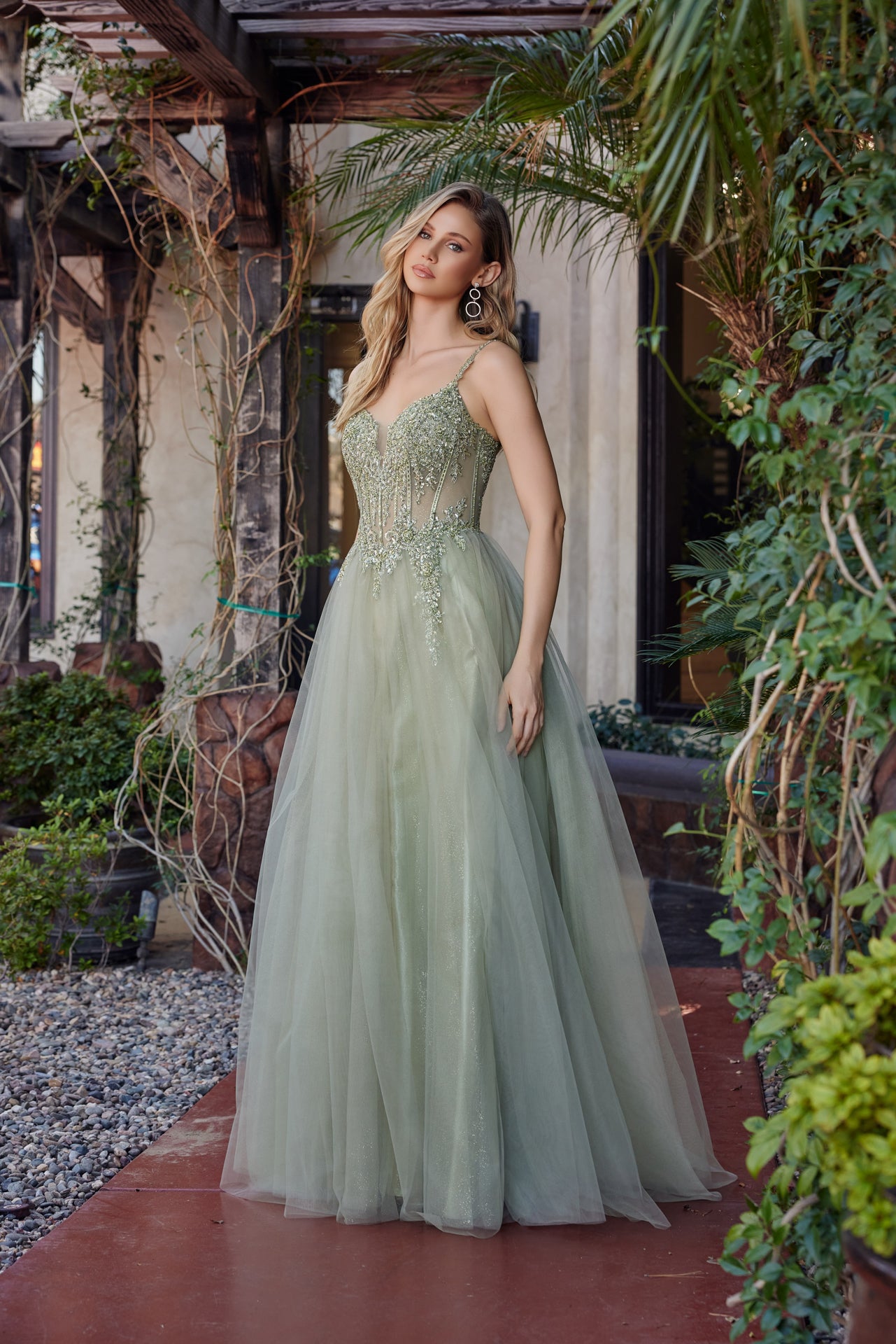 Prom Dresses Long Formal Evening Beaded Prom Dress Greenery