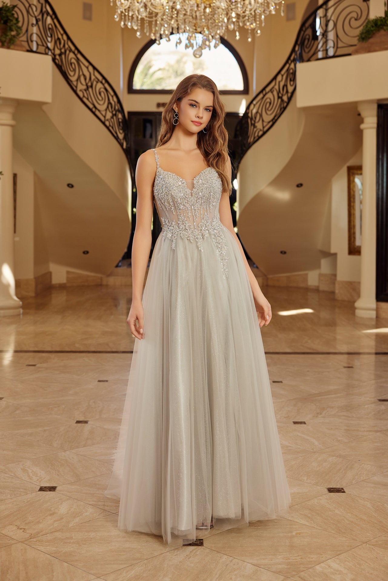Prom Dresses Long Formal Evening Beaded Prom Dress Silver