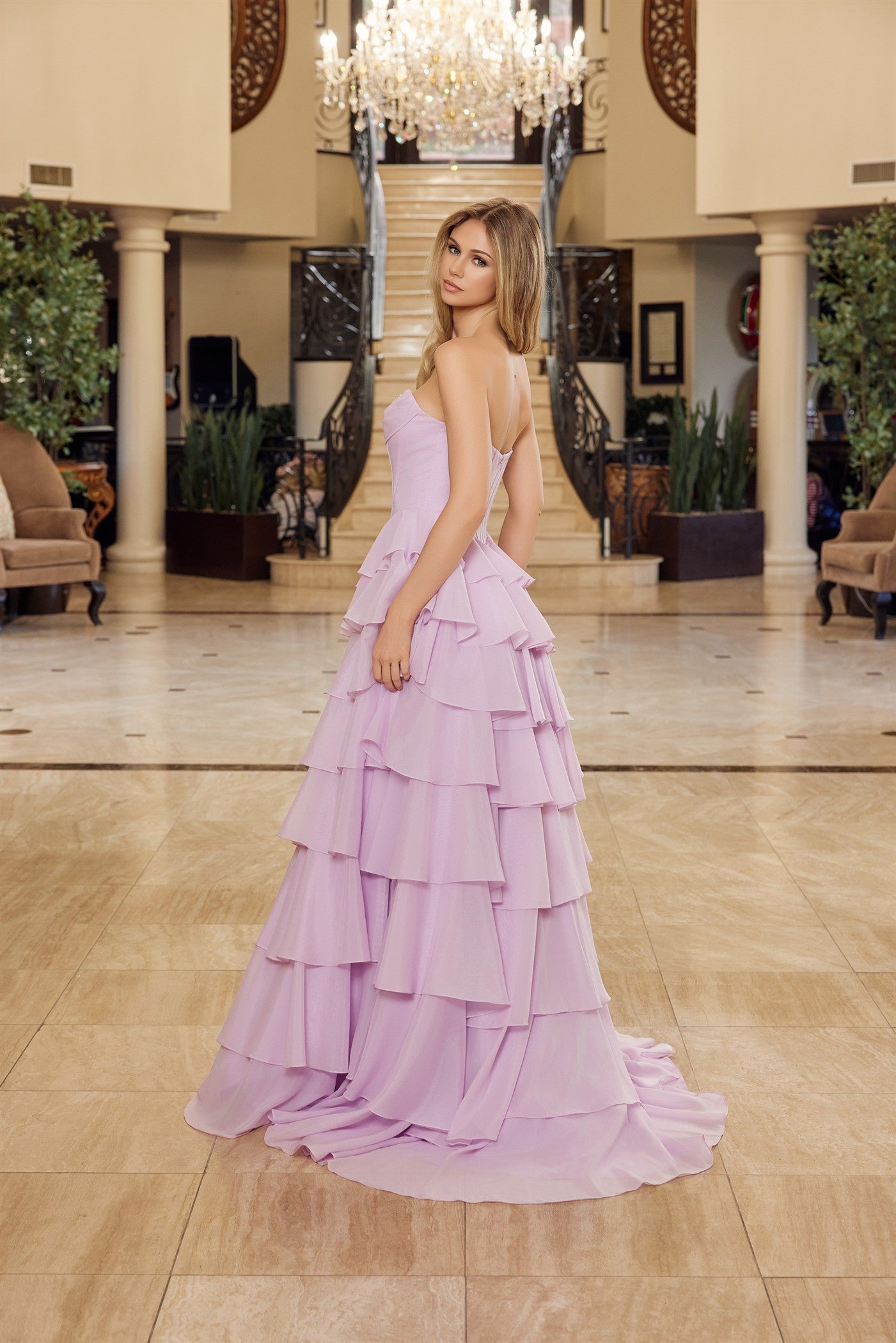 Prom Dresses Sequin Long Formal Ruffle Ball Gown Prom Dress Nox Anabel Y1806 Pastel Pink
