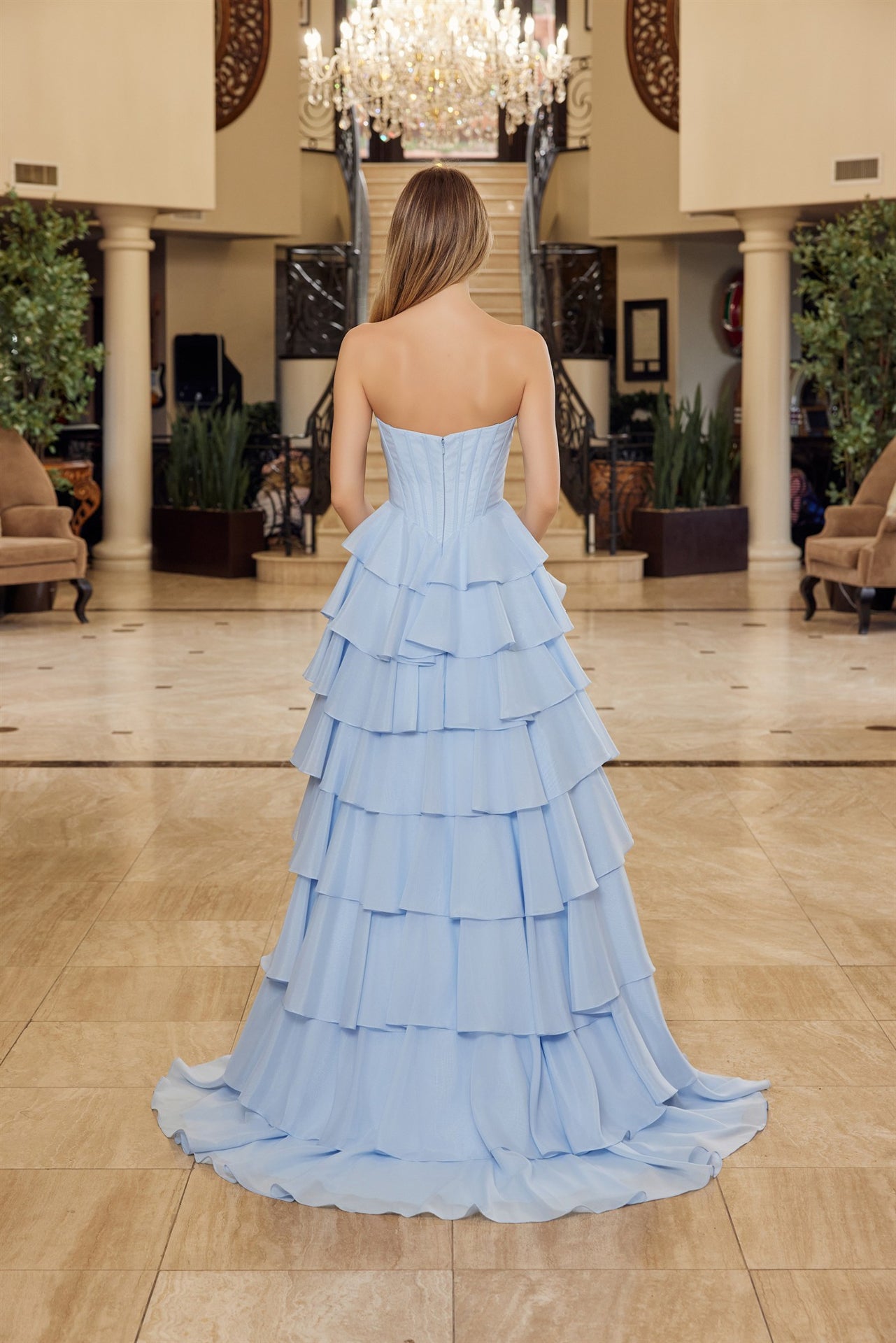 Prom Dresses Sequin Long Formal Ruffle Ball Gown Prom Dress Nox Anabel Y1806 Powder Blue
