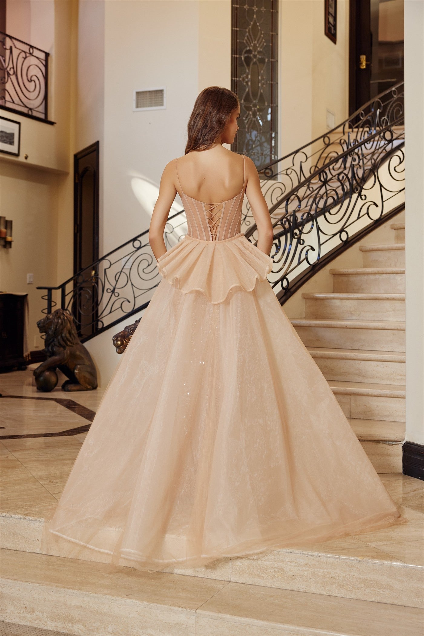 Prom Dresses Long Fitted Formal Beaded Corset Prom Dress Nox Anabel N1763 Rosegold