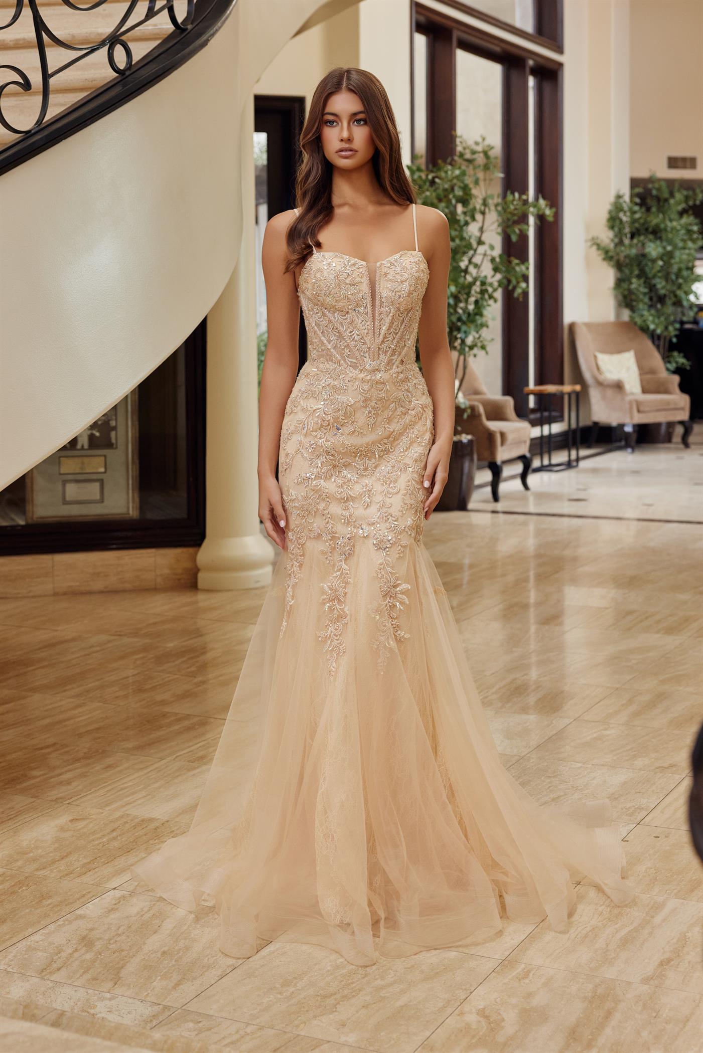 Prom Dresses Long Formal Mermaid Corset Prom Dress Nox Anabel H1874 Champagne