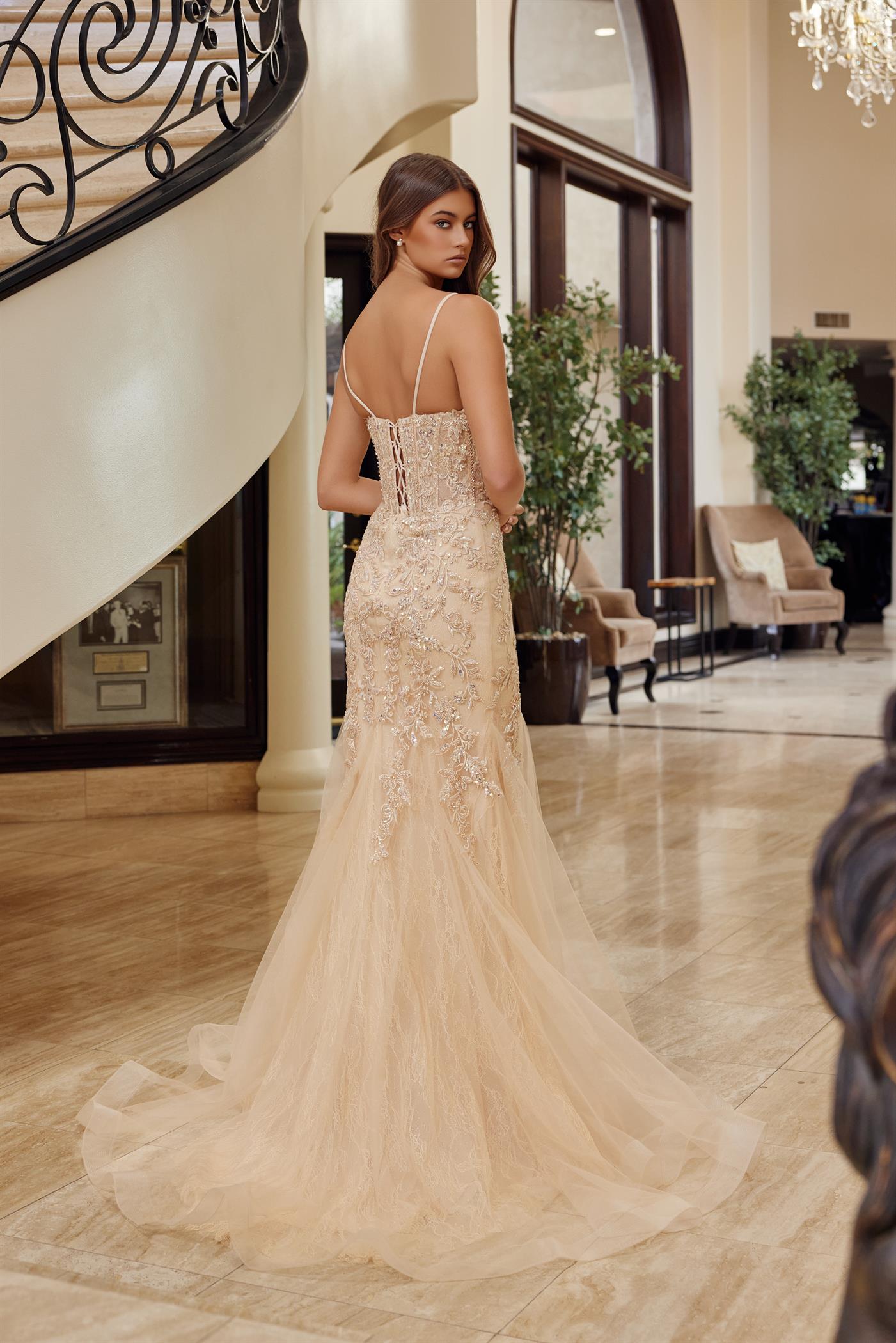 Prom Dresses Long Formal Mermaid Corset Prom Dress Nox Anabel H1874 Champagne