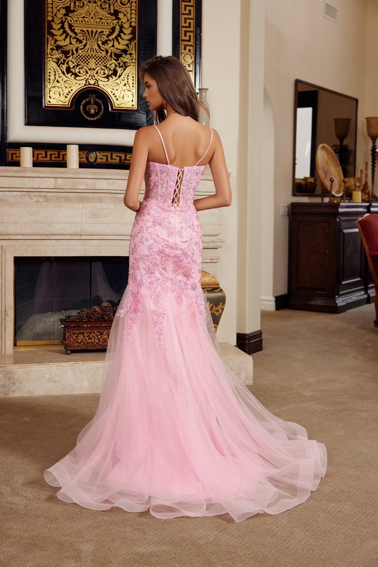 Prom Dresses Long Formal Mermaid Corset Prom Dress Nox Anabel H1874 Pink
