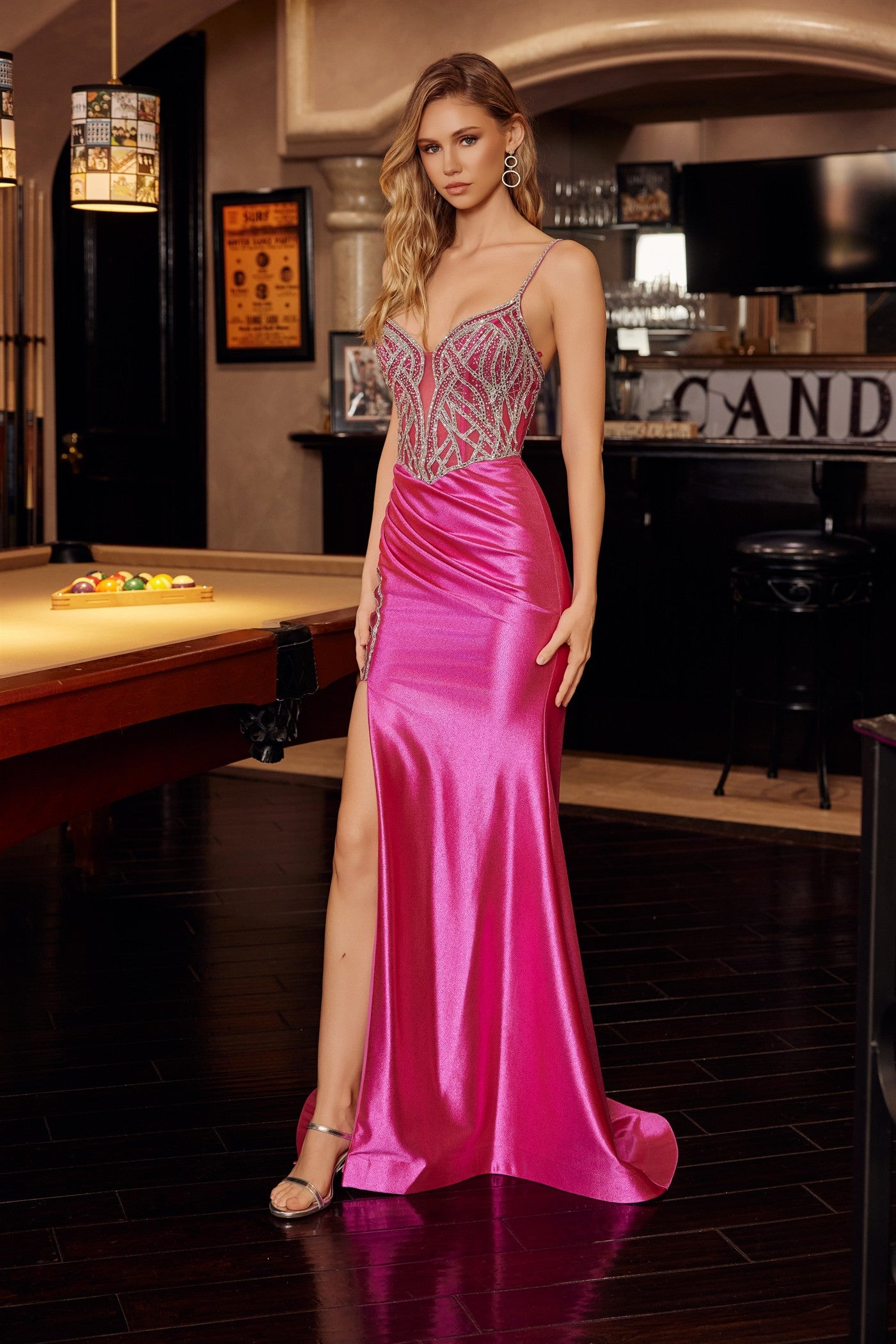 Prom Dresses Fitted Long Beaded Evening Prom Dress Fuchsia