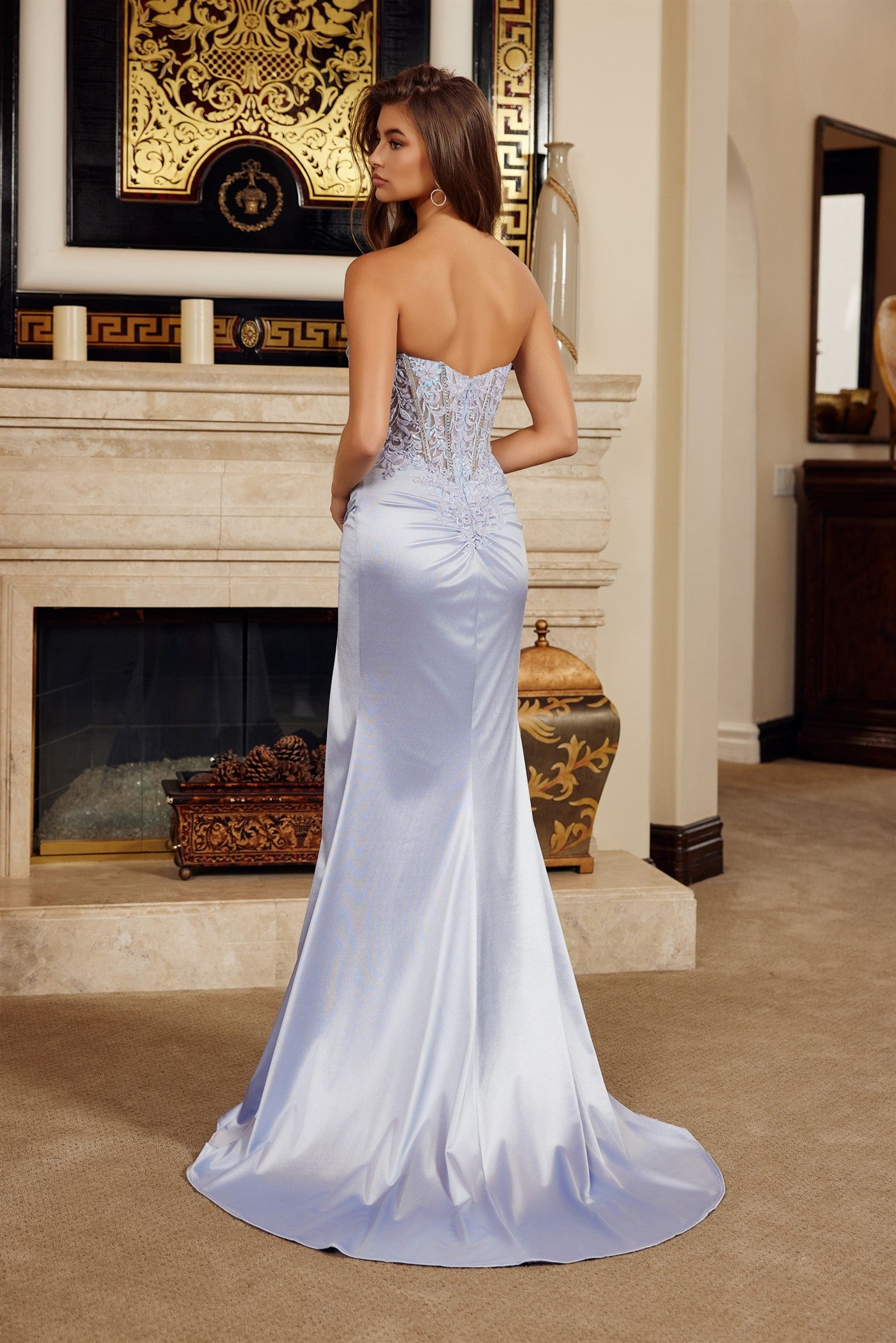 Prom Dresses Long Formal Sequin Slit Corset Prom Dress Nox Anabel H1876 Periwinkle